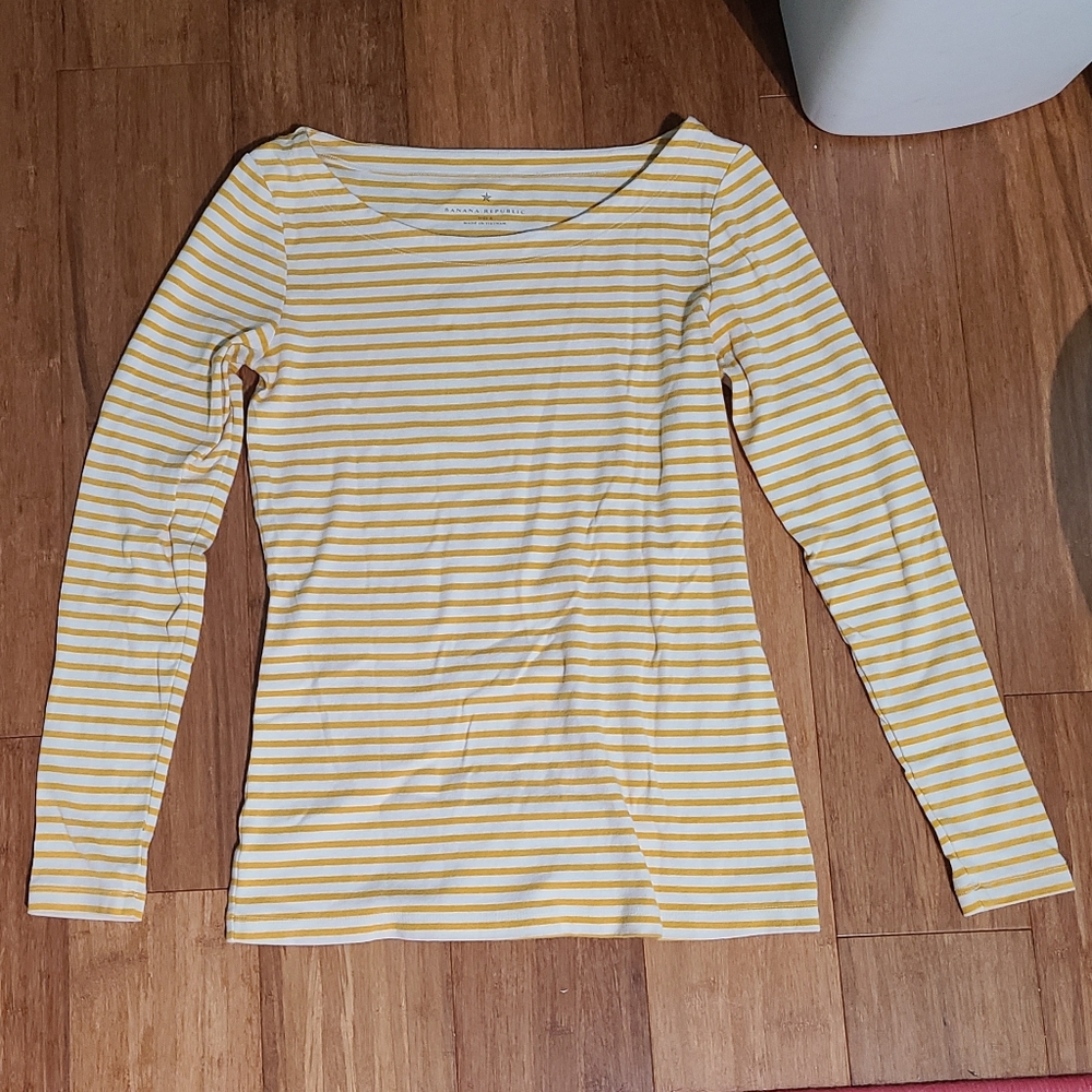 Banana Republic Yellow Striped Longsleeve Shirt
